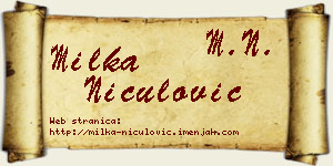 Milka Niculović vizit kartica